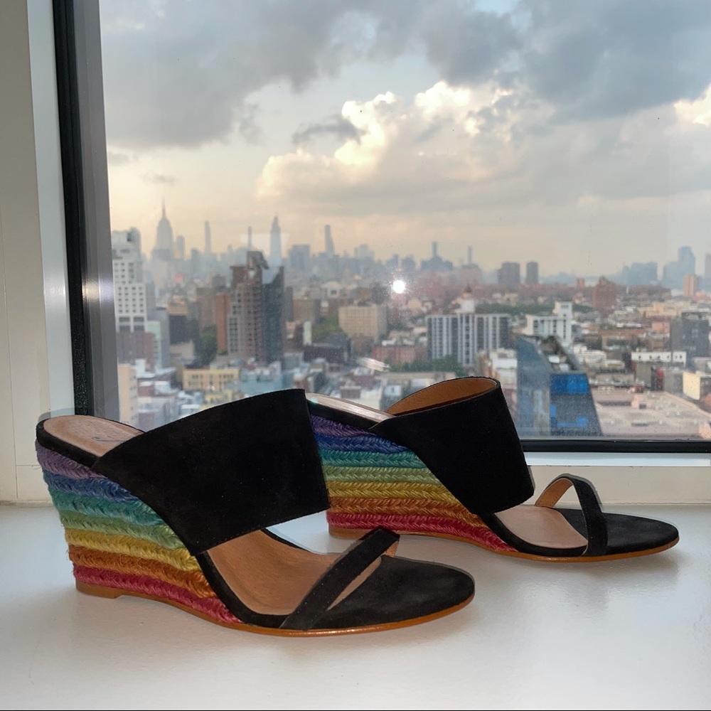 Free People Rainbow woven wedges